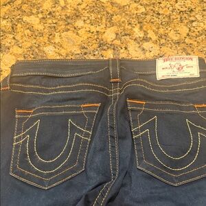 True Religion Dark Blue Men's Jeans with Contrast Stitching